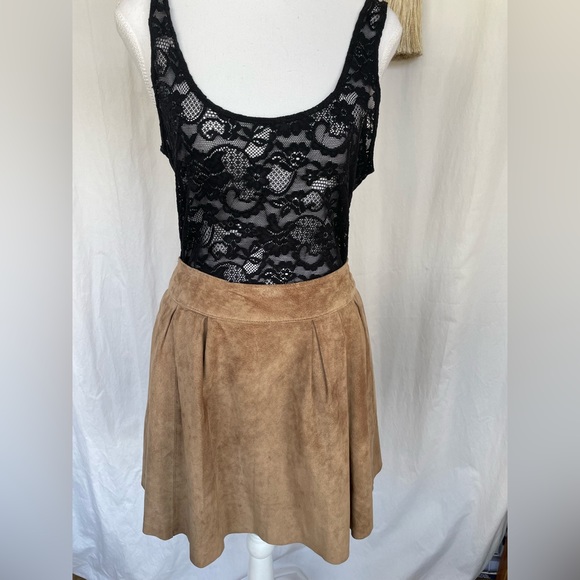 Pink Tartan Suede Skirt - Picture 1 of 4